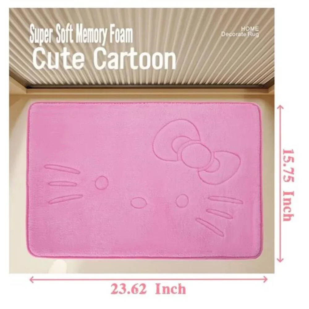 Pink Cartoon Memory Foam Bath Mat Non Slip Absorbent Rug Bathroom Bedroom Door